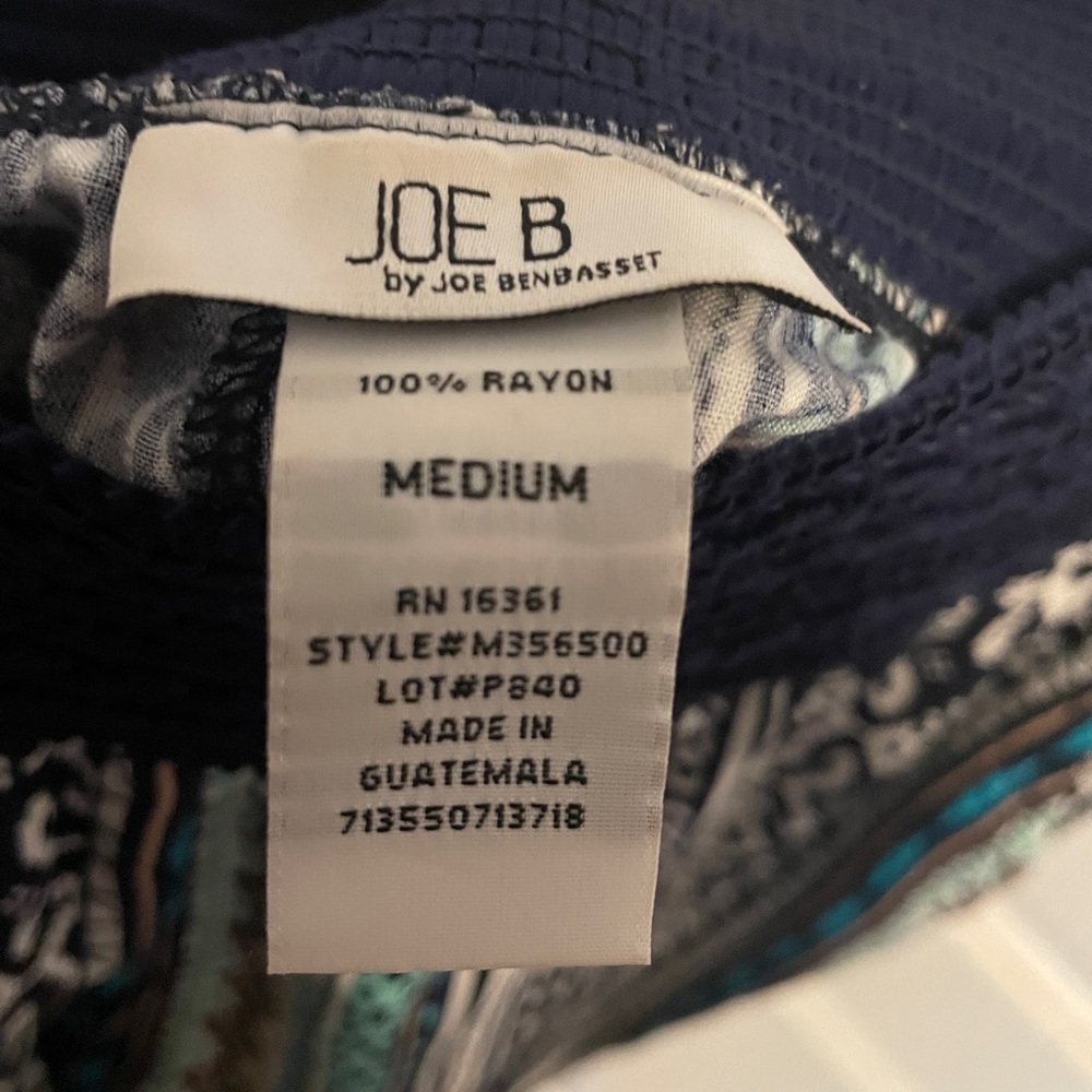 Joe B Black, White & Teal Wide Leg Jumpsuit Pants - Picture 3 of 6